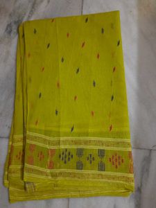 Beautiful Lime Green Cotton Jamdani Saree