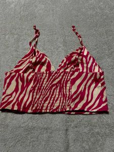 Pink Zebra Print Crop Top – Size M