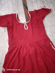 Gajri Colour Beautiful Lace Detailing Naira Kurta
