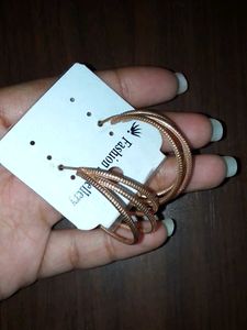 Rose Gold Colour Round Three Layered Earring