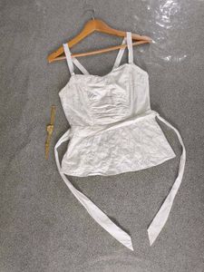 Eyelet Tie-Waist Tank Top