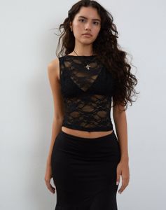 Black mesh top