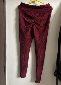Textured Maroon Leggings
