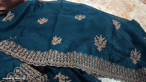 Elegant Blue Embroidered Saree