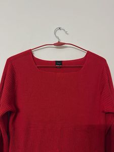 Red Long Sleeve Midi Dress