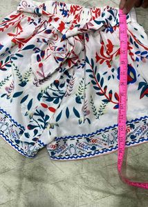 Floral Print White Shorts