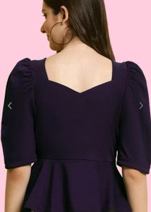 WoowZerz Burgundy Peplum Top