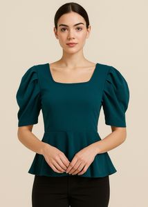 Blue Puff Sleeve Top