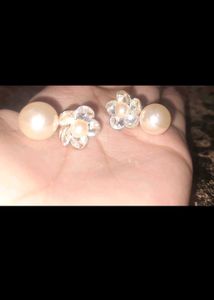 Golden Flower Pearl Earrings