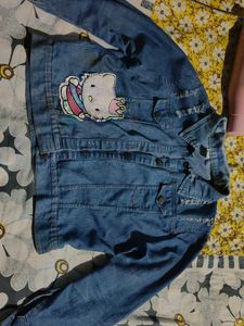 Distressed Hello Kitty Denim Jacket