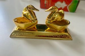New Metal Double Duck Haldi Kumkum Holder(Setof2)