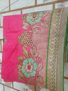 Elegant Pink Embroidered Saree