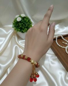 Red & Gold Beaded Bracelet