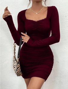 Burgundy Bodycon Mini Dress