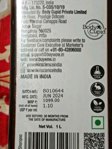 Pack Of 2,  1 Litres Shampoo, Aloe Vera Gel 500ml