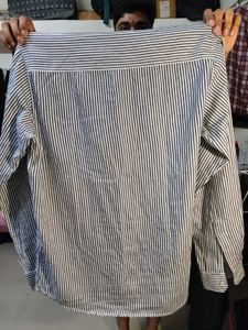 Striped Grandad Collar Shirt - Size L