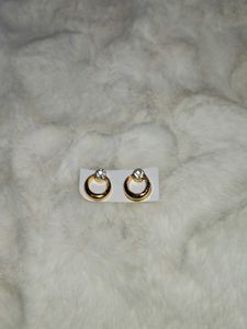 Gold Circle Stud Earrings