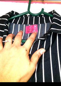 Black Striped Crop Shirt