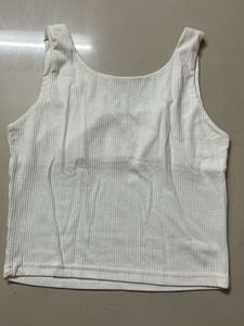 White Ribbed Tank Top