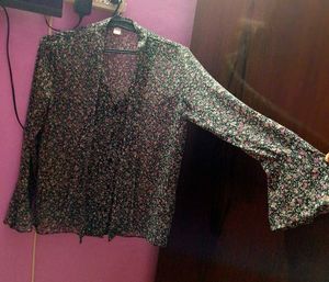 Floral Print Sheer Shirt