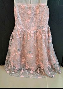 Pink Floral Lace Mini Dress