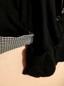 Casual Black Checked Collar Blazer