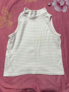 Striped Mock Neck Tank Top