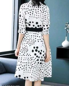 Black Dot Print Dress 34size