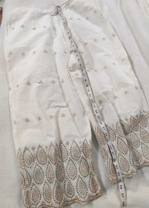 Cream And Gold XXL Palazzo With Cutwork