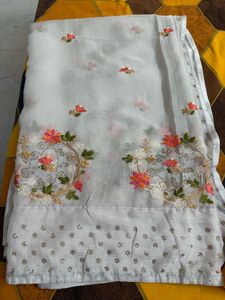 Party Wedding Wear Saree Silver Which Shines