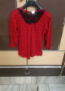 Red Striped Long Sleeve Top
