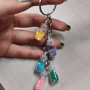 Glitter Bottle Charm Keychain