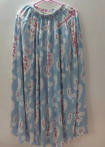 Women Cotton Blue And Pink Patterned Skirt