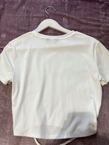 White Ribbed Cropped Tee