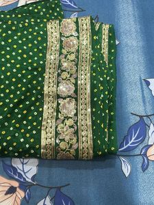Elegant Green bandhej saree