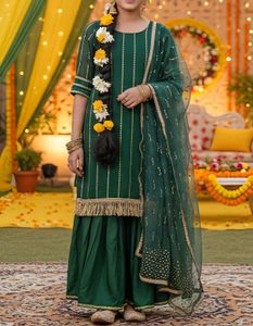 Beautiful Green Partywear Sharara Dress 👗