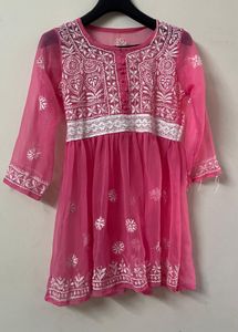 Pink Embroidered Kurta