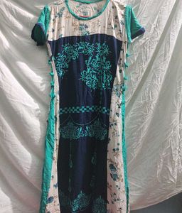 Blue Green Round Stylish Dress