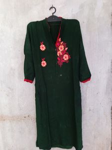 Embroidered Green Tunic Top