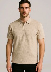 Patterned Beige Polo T-shirt