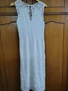 White Cotton Embroidery Dress