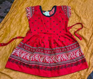 Red Printed Girls Dress