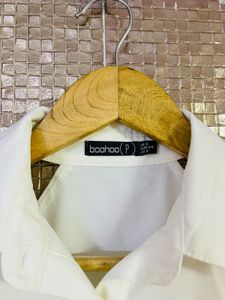 White Cutout Shirt Dress