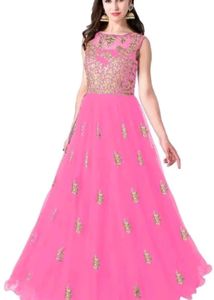 Pink Embroid Ethnic Gown Dupatta