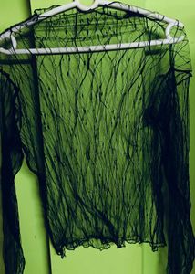 Cute Transparent Black Lace Top