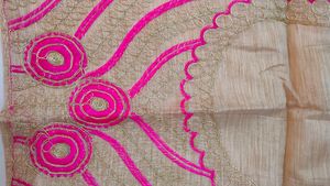 Dark Pink Saree With Light Brown Border.