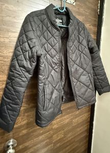 Women Black Solid Quilted Jacket