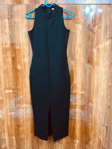 Sleek Black Midi Dress