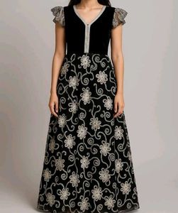 Elegant Black Floral Gown