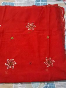Red Embroidered Saree